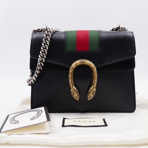 AU14❤️ GUCCI Web Dionysus Leather Chain Crossbody Bag - Picture 1 of 16